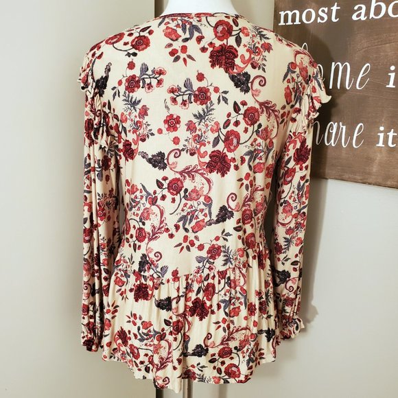 Vintage America "Lois" Floral Ruffled Boho Top - Picture 5 of 7